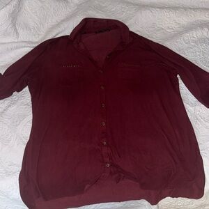 Maroon velvet button up